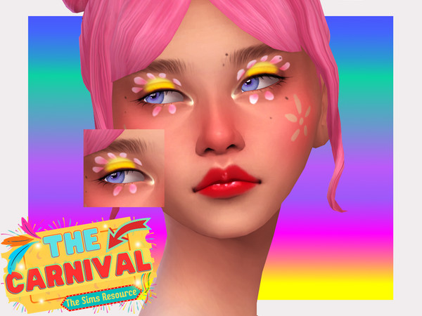 Sims 4 — Carnival Flower Clown Eyeshadow by Sagittariah — base game compatible, 5 swatches, properly tagged, enabled for