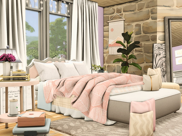 Sims 4 — Pinkish Bloom Bedroom by WrzosoweMarzeniaa — Cozy bedroom created in pastel pink and white colours. Enjoy! Room