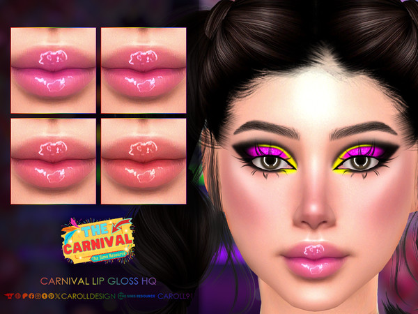 Sims 4 — Carnival Lip Gloss HQ by Caroll912 — A 4-swatch jelly lip gloss in the shades of pink, red and purple. The