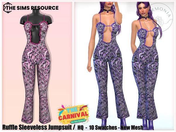 Sims 4 — The Carnival - Ruffle Sleeveless Jumpsuit by Harmonia — New Mesh