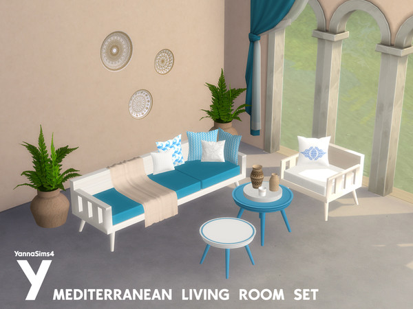 Sims 4 — YannaSims4 Mediterranean Living Room Sofa by YannaSims4CC — Hi, this CC living room set is part of a