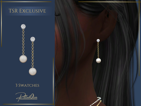 Sims 4 — Sera Earrings by Pitted0live — Drop earrings with diamonds and pearls Custom catalog image