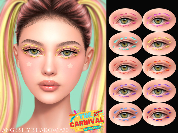 Sims 4 — Eyeshadow A70 by ANGISSI — PREVIEWS MADE USING HQ MOD 10 colors