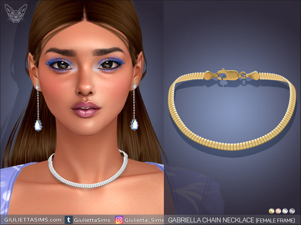 Sims 4 — Gabriella Chain Necklace by feyona — Gabriella Chain Necklace come in 4 colors of metal: yellow gold, white