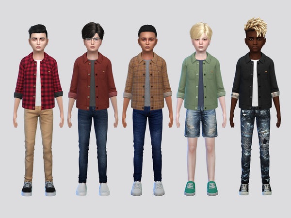 Sims 4 — Dwight Button Shirt Boys by McLayneSims — TSR EXCLUSIVE