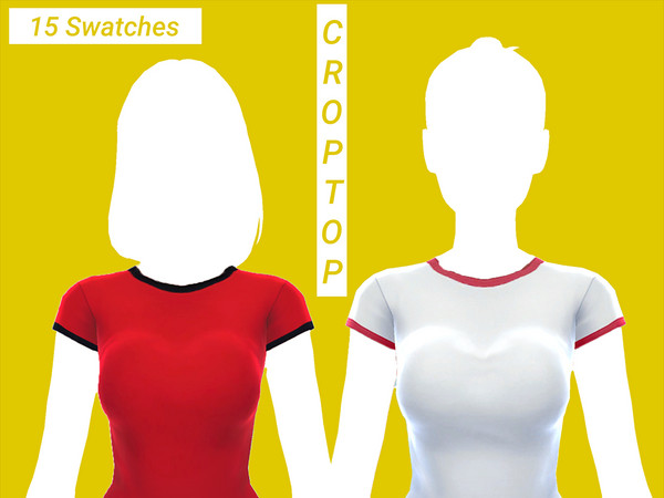 Sims 4 — Crop Top by zezecutiepie — Short Sleeve Maxis Match Crop Top