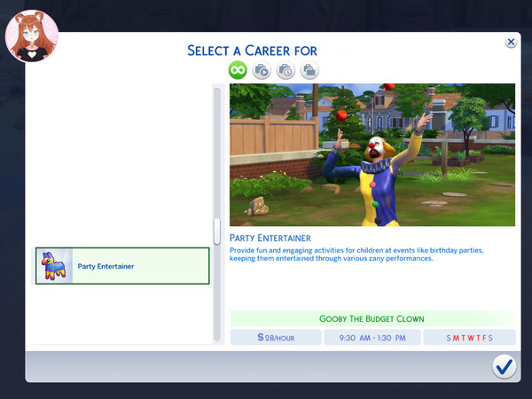 Sims 4 — Party Entertainer - Part-Time [Career] by RojaCat — This is my first ever mod. I hope you enjoy! Please message