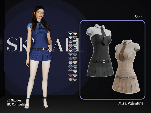 Sims 4 — Sage Dress by MissValentine142 — Short dress with tie