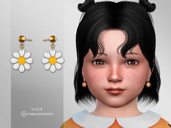 Sims 4 — Spring Earrings Toddler by Suzue — New Mesh (Suzue)