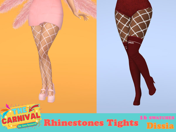 Sims 4 — Rhinestones Tights by Dissia — Shiny crystals fishnet shape tights