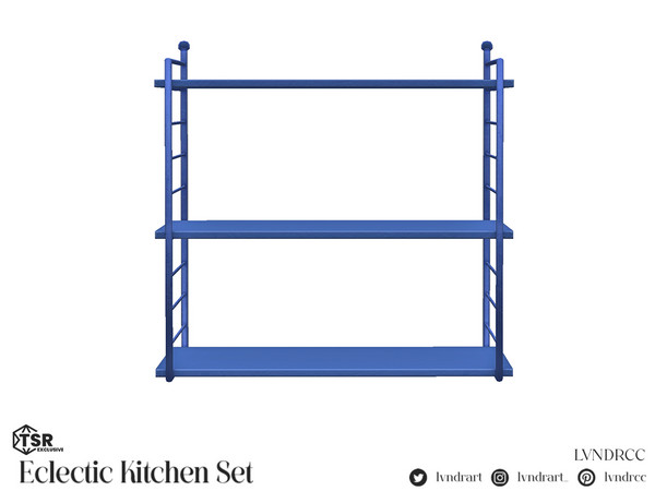 Sims 4 — (LVNDR) Eclectic Kitchen Shelf by LVNDRCC — Small set of various ceramic and metal kitchen decorations, in retro