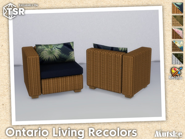 Sims 4 — Ontario Left Chair by Mutske — Ontario Livingroom Recolor set with seating and surface. Make sure that your game