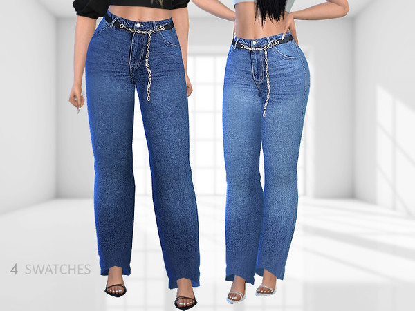 Sims 4 — Nina Jeans by Puresim — Denim jeans in 4 swatches