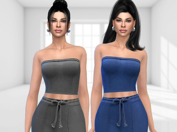 Sims 4 — Eloise Top by Puresim — Crop top in 2 swatches