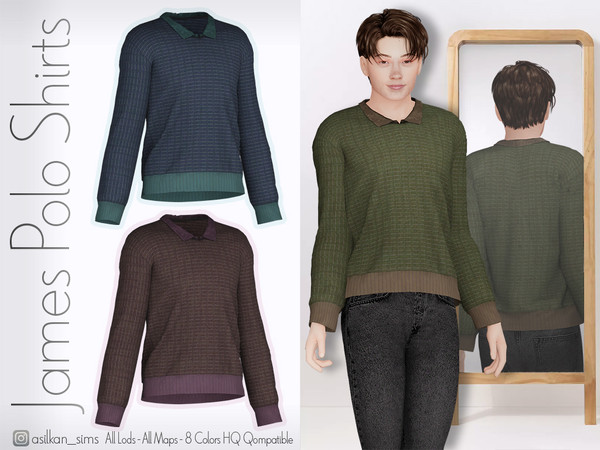 Sims 4 — James Polo Shirts - ACN 587 by Asilkan — - 8 Colors