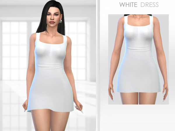 Sims 4 — White Dress by Puresim — Casual White dress for female sims