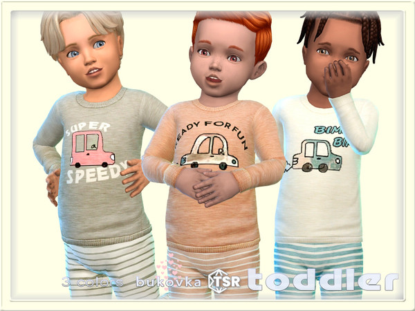 Sims 4 — Shirt Speed by bukovka — Stylish T-shirt for toddlers only for boys in 3 color options. Installed separately,
