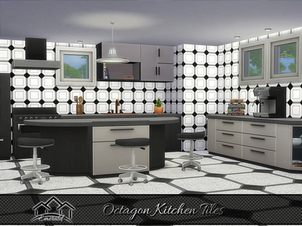 Sims 4 — Octagon Kitchen Tiles2 by Emerald — Octagon tile is a stylish modern timeless flooring.