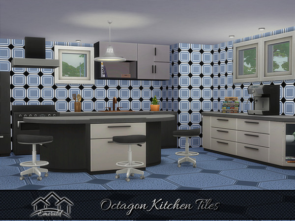 Sims 4 — Octagon Kitchen Tiles6 by Emerald — Octagon tile is a stylish modern timeless flooring.