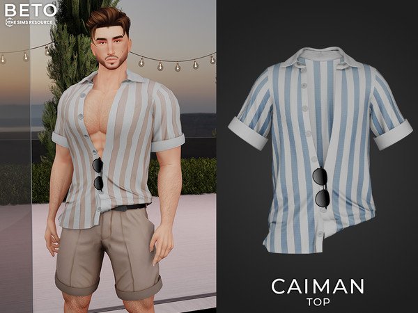 Sims 4 — Caiman (Top) by Beto_ae0 — Men's summer outfit, perfect for summer, vacations and beach