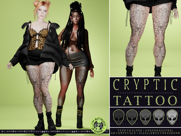 Sims 4 — Cryptic Tattoo by unidentifiedsims — 1 Colour