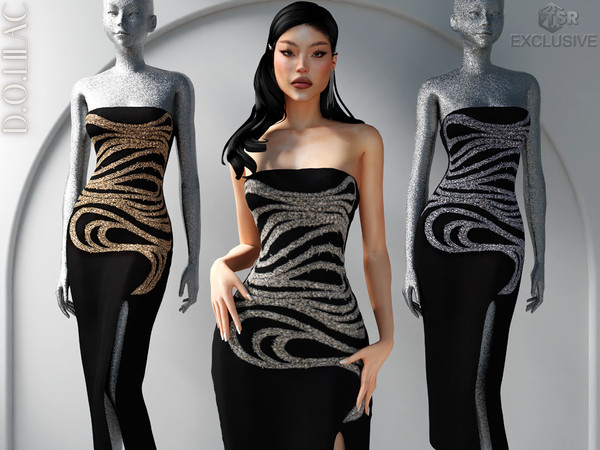 Sims 4 — Strapless Embroidered Dress DO0746 by DOLilac — Custom thumbnail