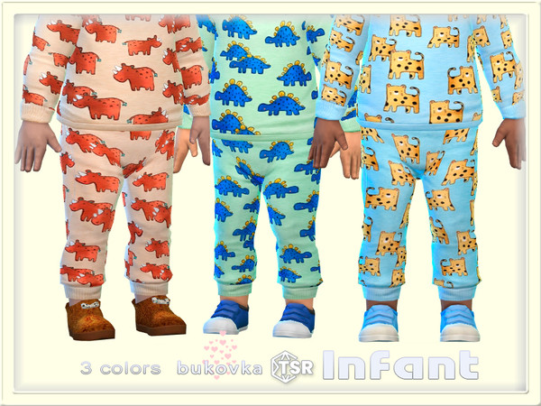 Sims 4 — Pants Animal by bukovka — Cute pants for infants of both sexes: for boys and girls in 3 color options. Can be