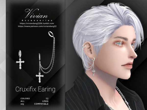 Sims 4 — VivianDang_MA_Earing_Cruxifix_L.package by VivianDang — - All new meshes
