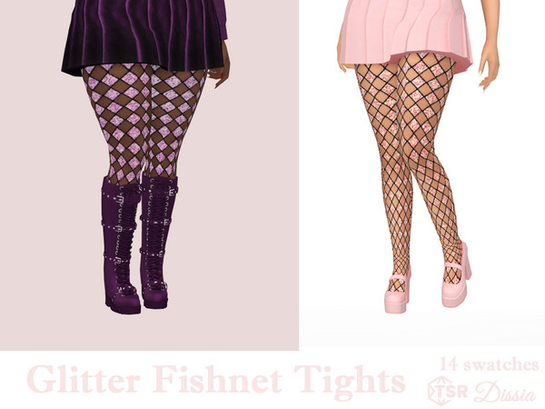 Sims 4 — Glitter Fishnet Tights by Dissia — Fishnet tights with glitter shiny parts