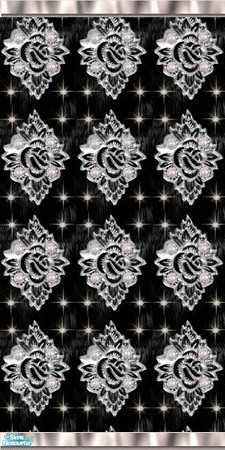 Sims 2 — silver rose diamond wall by skinflin — siver rose diamond on black..tsraa