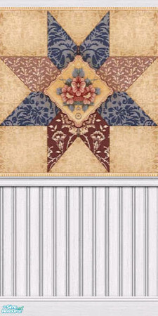 Sims 2 — Patchwork Blue and White Wainscotting by darci321 — Would look kinda pretty in a bedroom too.