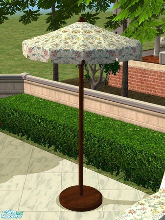 Sims 2 — The Porch - Umbrella by Riverwillows — Lovely outdoor porch set, in warm mahogany wood and pretty floral.