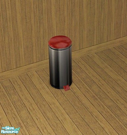 Sims 2 — Harvest Kitchen - Trash Can by Riverwillows — A nice cozy kitchen, done in harvest reds, cream, and checks. You