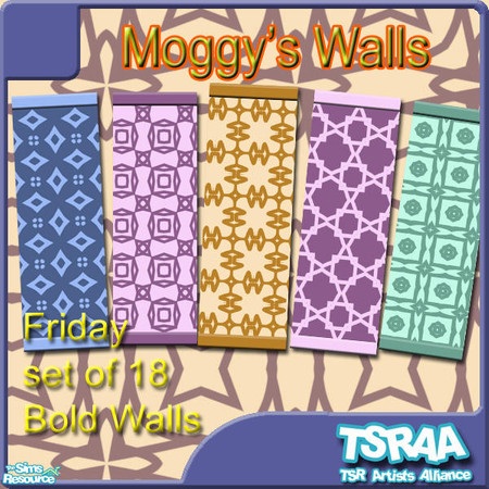 Sims 2 — Friday (set of 18 painted walls) by KittenKiss — These wild stencilled walls are bound to make a statement. It