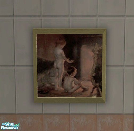 Sims 2 — Peaches N Cream Bath - Painting by Riverwillows — Gorgeous bath set in soft peach and luxurious cream colors.