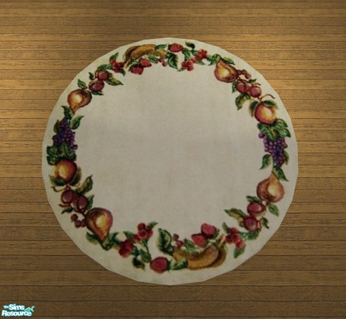 Sims 2 — Harvest Kitchen - 3x3 Round Rug by Riverwillows — A nice cozy kitchen, done in harvest reds, cream, and checks.