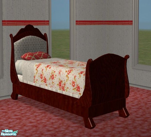 Sims 2 — Candy Apple Bedroom - Bed by Riverwillows — A lovely Victorian-style bedroom, in rich mahagony and candy apple