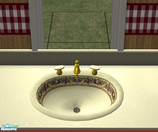 Sims 2 — Harvest Kitchen - Sink by Riverwillows — A nice cozy kitchen, done in harvest reds, cream, and checks. You can