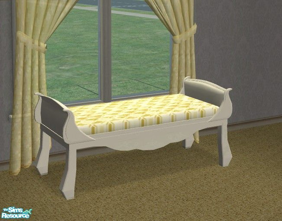 Sims 2 — Platinum Bedroom - Bench by Riverwillows — Lovely bedroom in white and gold. Using new room meshes by Rgdyanne,