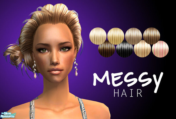 Sims 2 — Messy Hair by 06bek — A messy, fashionable up-do in 8 natural, glossy colours. 
