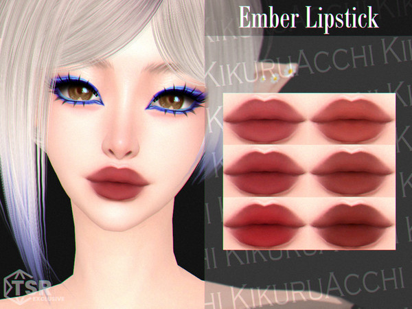 Sims 4 — Ember Lipstick by Kikuruacchi — - It is suitable for Female and Male. ( Teen to Elder ) - 6 swatches - HQ