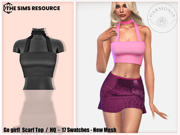 Sims 4 — Go Girl! Scarf Top by Harmonia — New Mesh