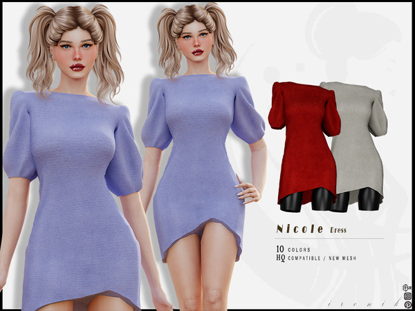 Sims 4 — Nicole Dress by _ironik_ — -10 Colors