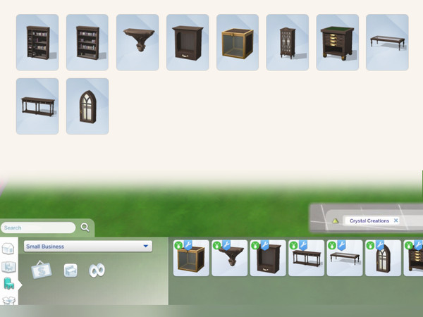 Sims 4 — Athenaeum Bookcase [Retail Shelf] by MisfitSim_ — Crystal Creations shelves usable as retail shelves in small