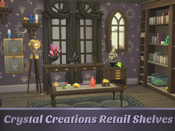 Sims 4 — Classic Compact Console Table [Retail Shelf] by MisfitSim_ — Crystal Creations shelves usable as retail shelves