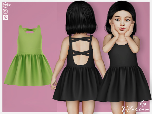 Sims 4 — Savannah Dress by talarian — Stylish toddler dress with criss-cross open back and flared skirt Available in 19