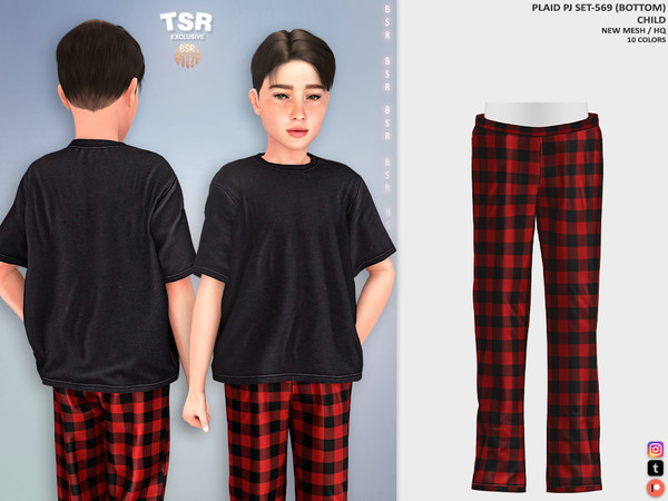 Sims 4 — ChildM -PLAID PJ SET-569 (BOTTOM) BD1465 by busra-tr — 10 colors Child