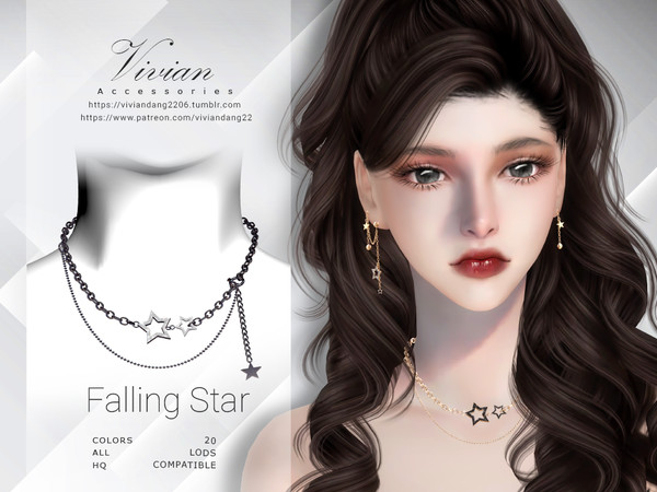 Sims 4 — Falling Star - Necklace by VivianDang — - All new meshes