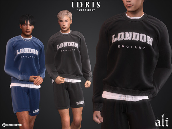 Sims 4 — IDRIS sweatshirt by ali1 — London Letter Graphic Sweatshirt