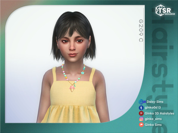 Sims 4 — Short Bob Hair for Children - Ginko 209C by Daisy-Sims — 21 base colors + 9 ombre colors